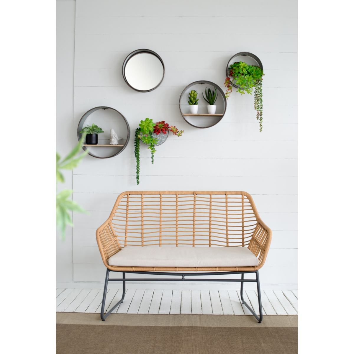 Farmhouse Round Metal Wall Planter, 5 Piece