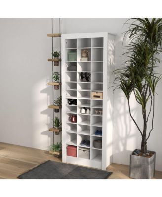 Shoe Cabinet with 3 Height Types for 36 Pairs of Shoes, White