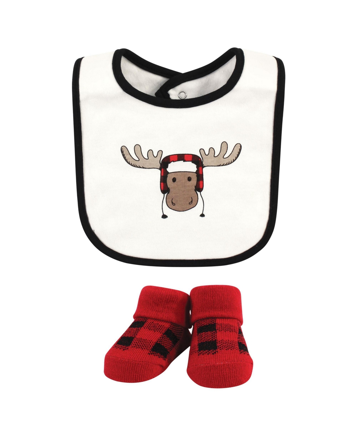 Hudson Baby Infant Boy Cotton Bib and Sock Set, One Size - Winter moose