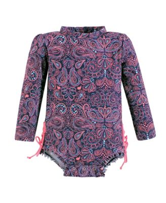 Hudson Baby Baby Girls Hudson Rashguard Swimsuit Sunset Stripe 18-24 Months - Paisley punch 31$