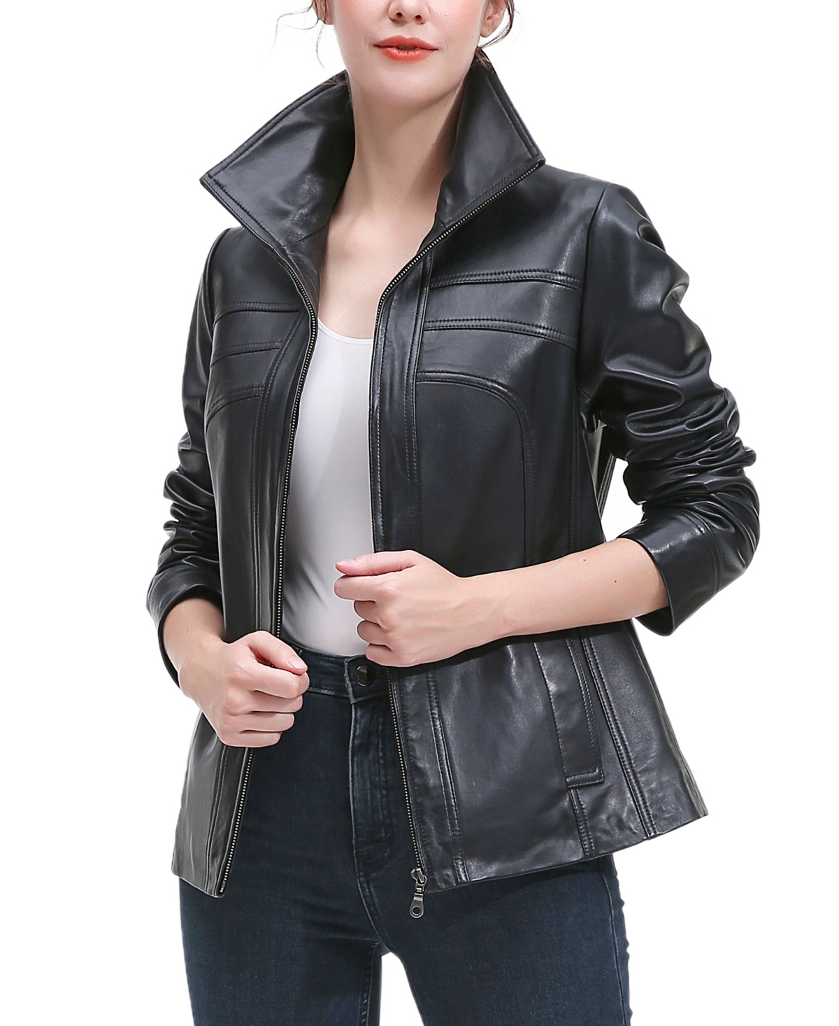 Plus Size Joyce Leather Jacket - Black
