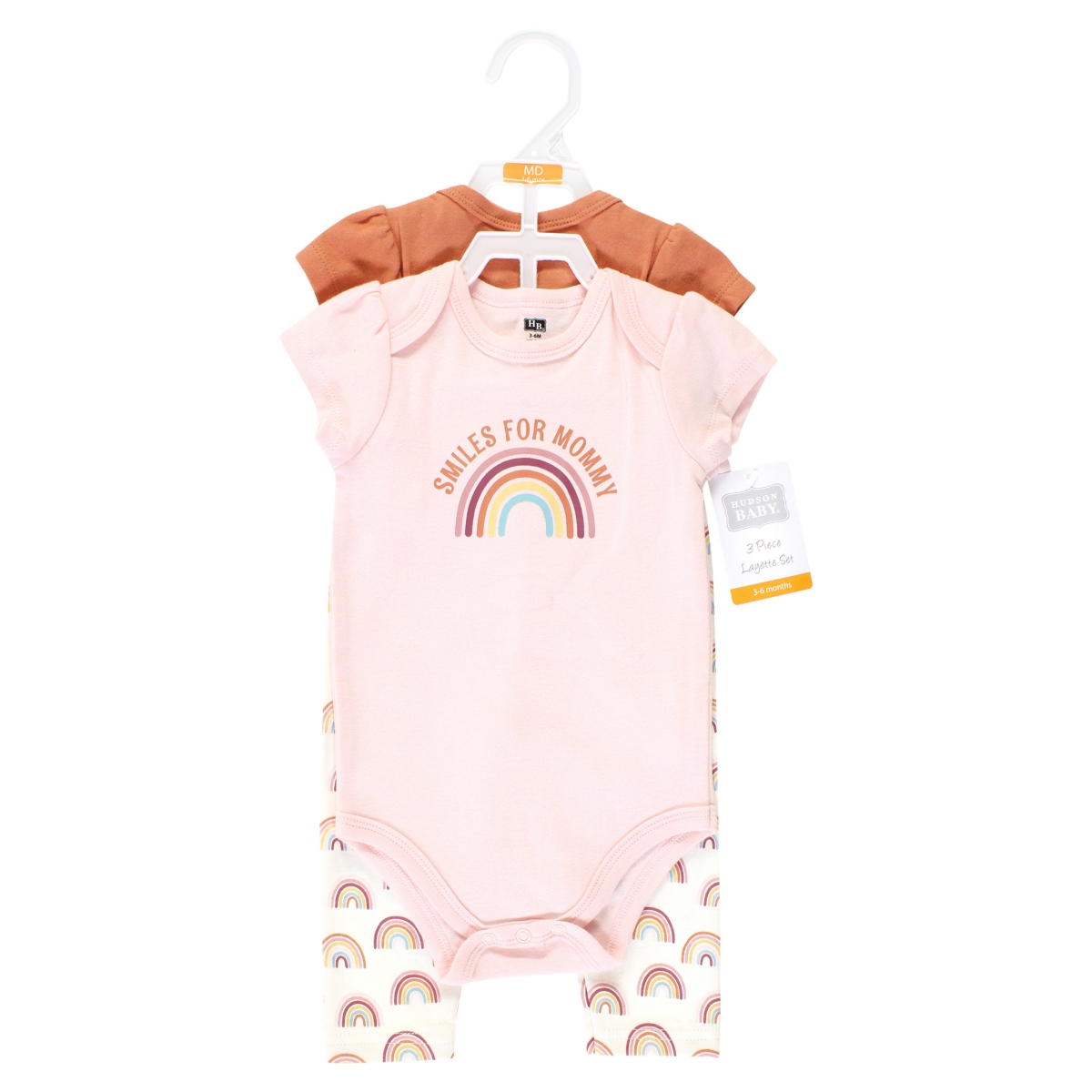 Hudson Baby Baby Girls Cotton Bodysuit and Pant Set, Sunshine Rainbows Short-Sleeve - Sunshine rainbows short-sleeve