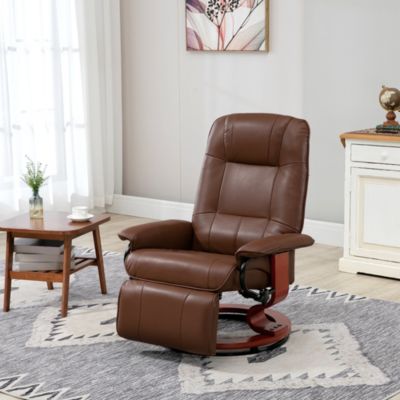 One Pack Faux Leather Swivel Wood Base, Manual Recliner