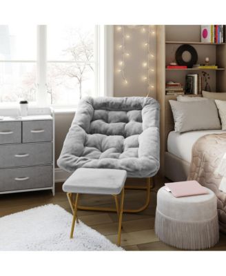 Aisling Oversized Folding Saucer Chair And Ottoman For Dorm, Bedroom