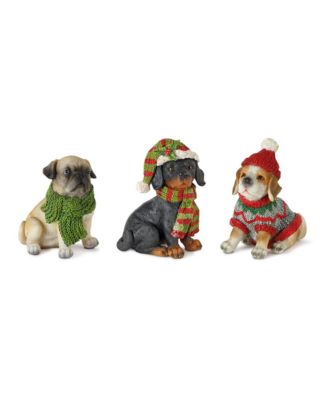 Winter Dog Figurine With Hat And Scarf Accent (Set of 12)
