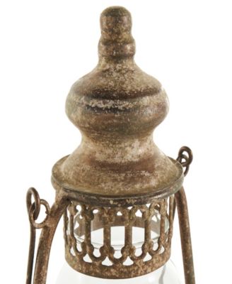 17" Metal  Distressed Antique Style Lantern Accent Lamp