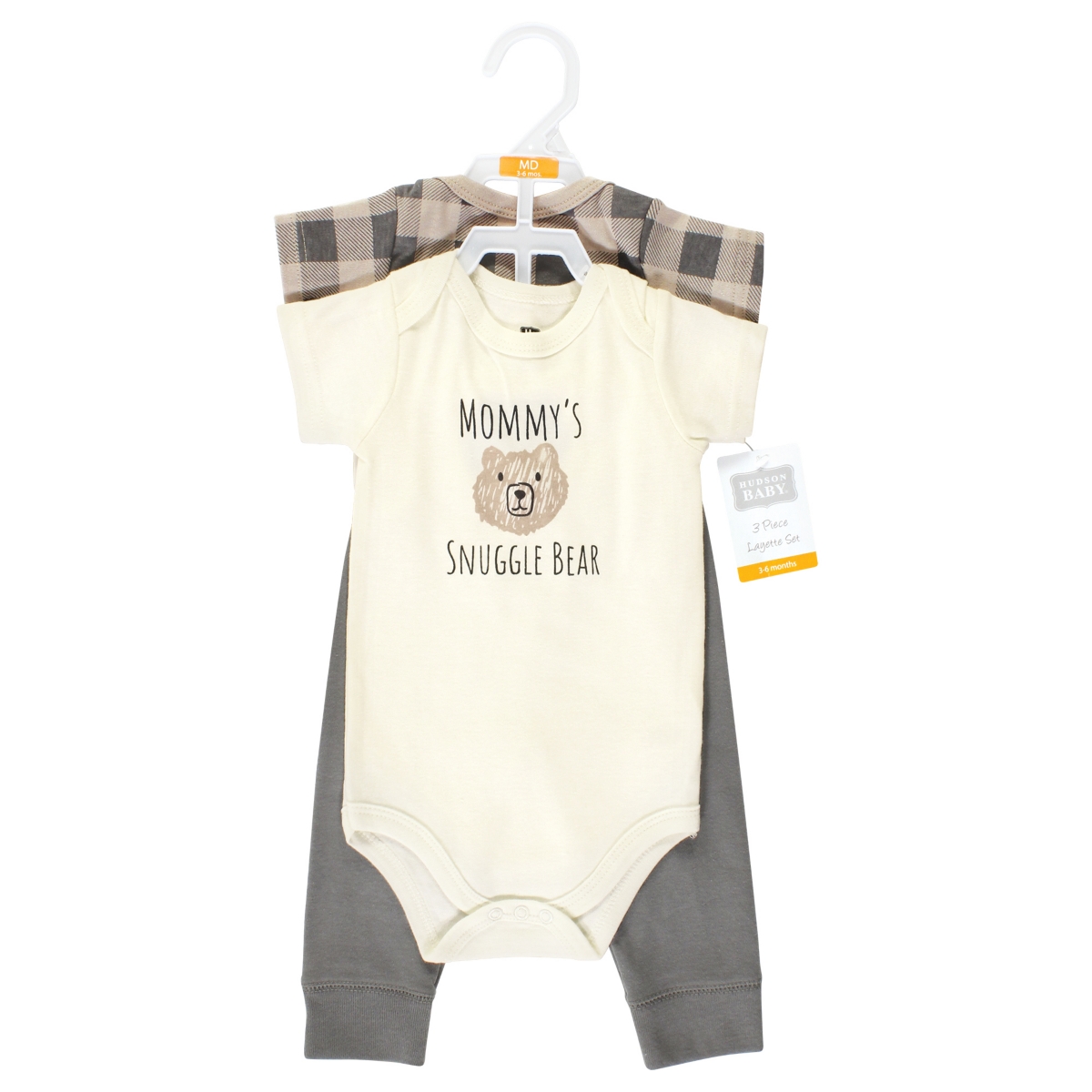 Hudson Baby Baby Boys Cotton Bodysuit and Pant Set,- Snuggle bear short sleeve