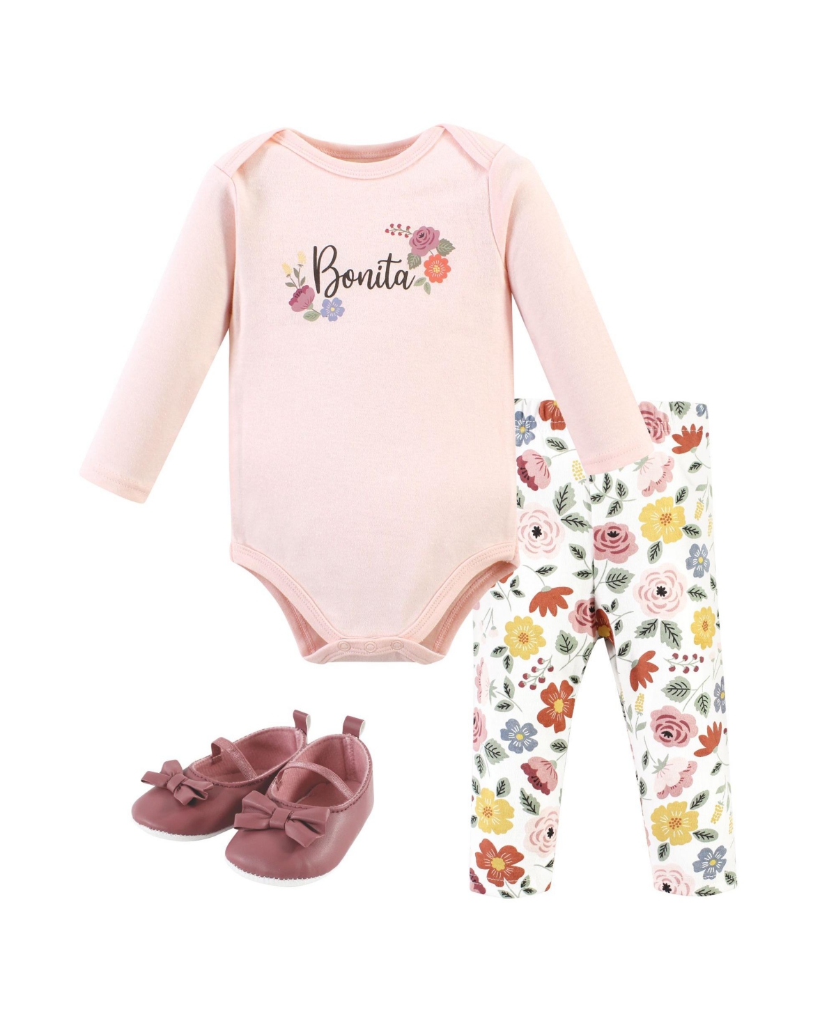 Hudson Baby Baby Girls Hudson Long Sleeve Bodysuit, Pants and Shoe - Bonita long sleeve