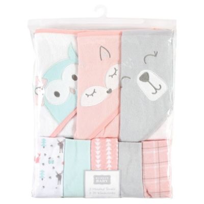 Animal Hooded Towel 3pk and 15 Washcloths
