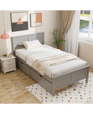 Twin Size Bed Frame with Storage Drawers