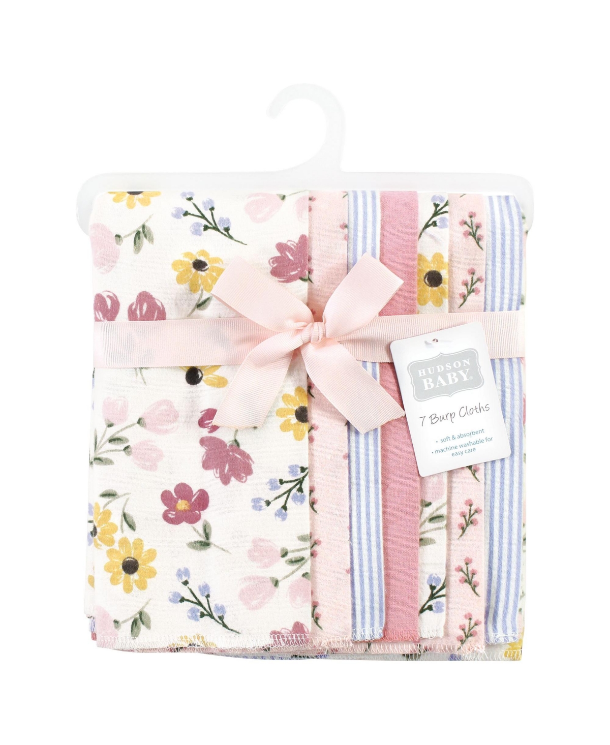 Hudson Baby Infant Girl Cotton Flannel Burp Cloths, Soft Painted Floral 7 Pack, One Size - Soft painted floral 7 pack