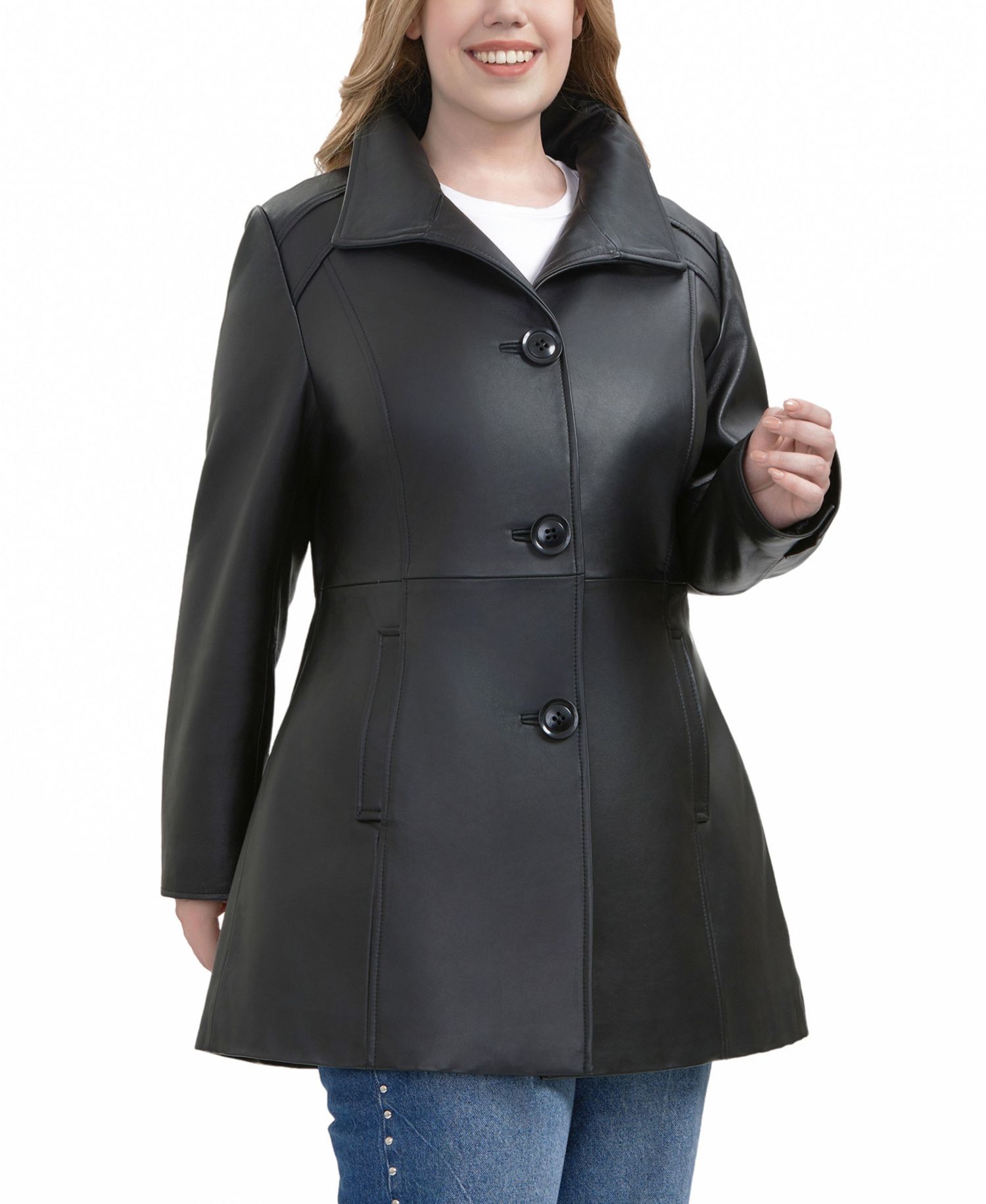 Plus Size Sarai Leather Coat