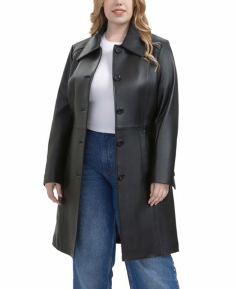 Женские куртки BGSD Plus Size Maisy Leather Long Coat