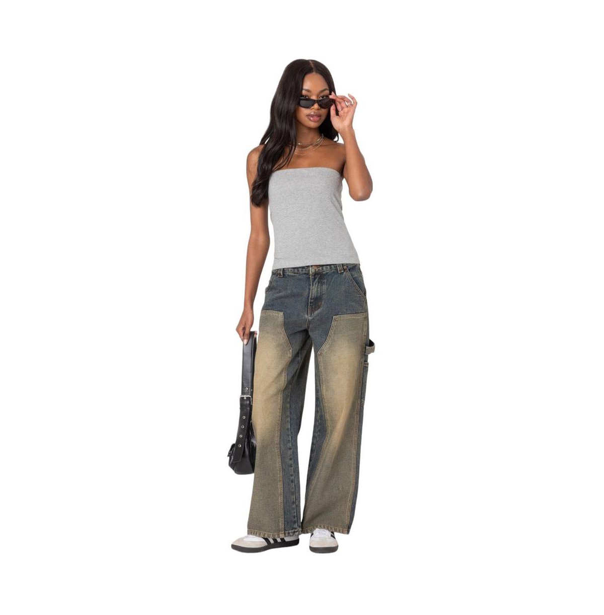 Women's Built In bra tube top - Gray-melange