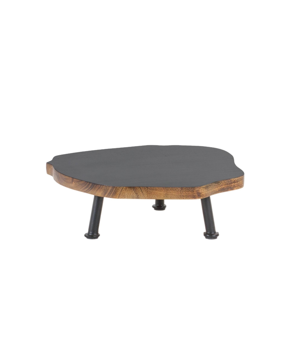 Slickblue Tree Disc Pedestal Tray Set - Natural and Functional Home Decor - Black and brown