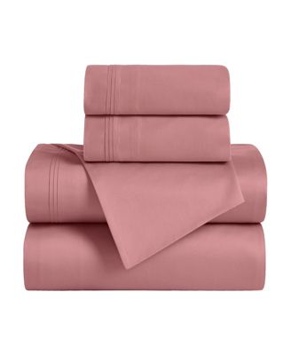 650-TC Egyptian Cotton 4 Piece Solid Deep Pocket Sheet Set, Super Queen