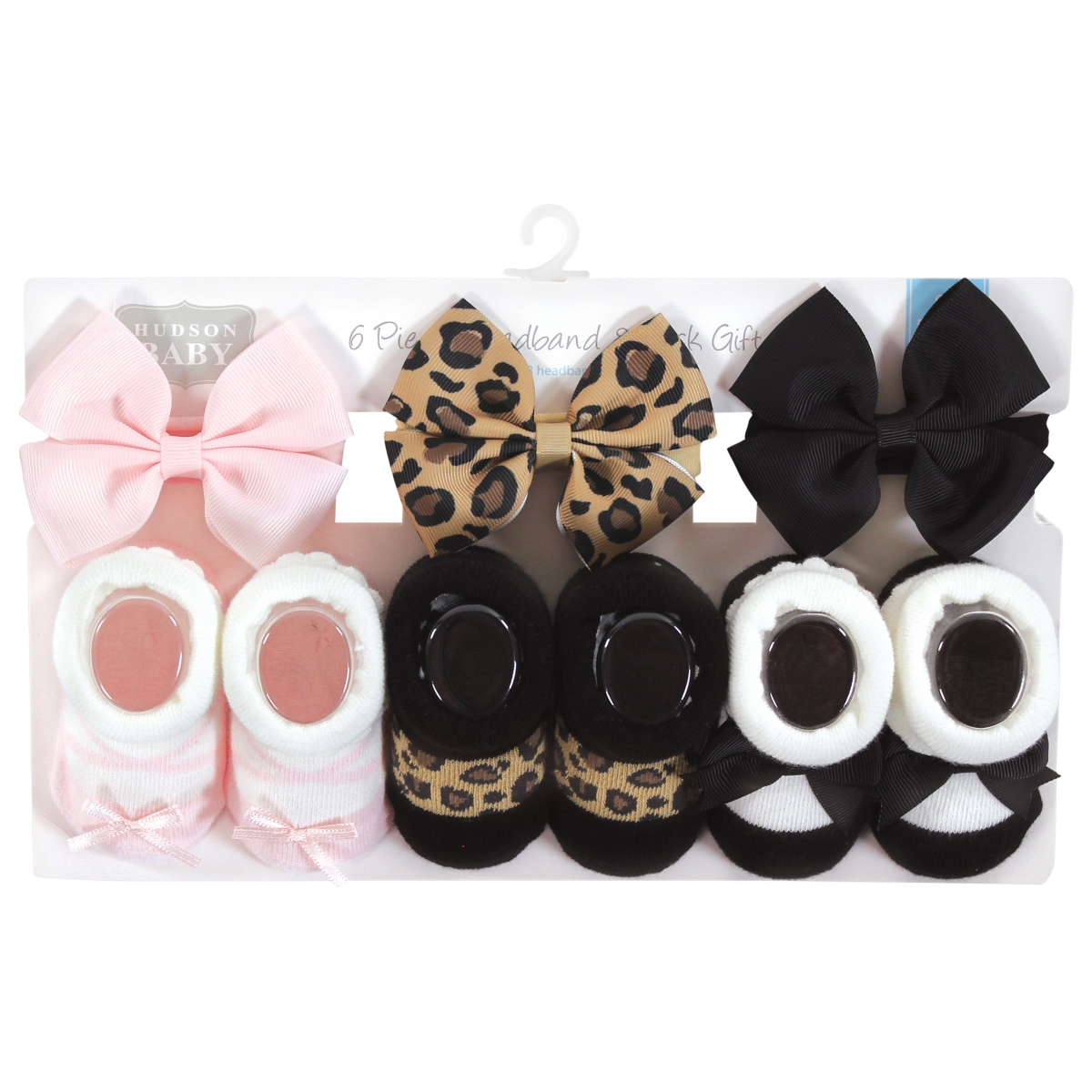 Hudson Baby Baby Girls Headband and Socks Giftset, One - Leopard