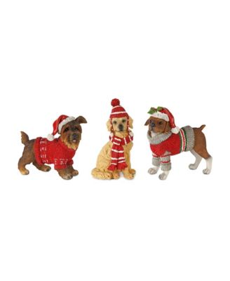 Winter Dog Figurine With Hat And Sweater Accent (Set of 6)