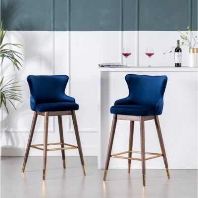 Fabric Upholstered Wingback Bar Stools, set of 2