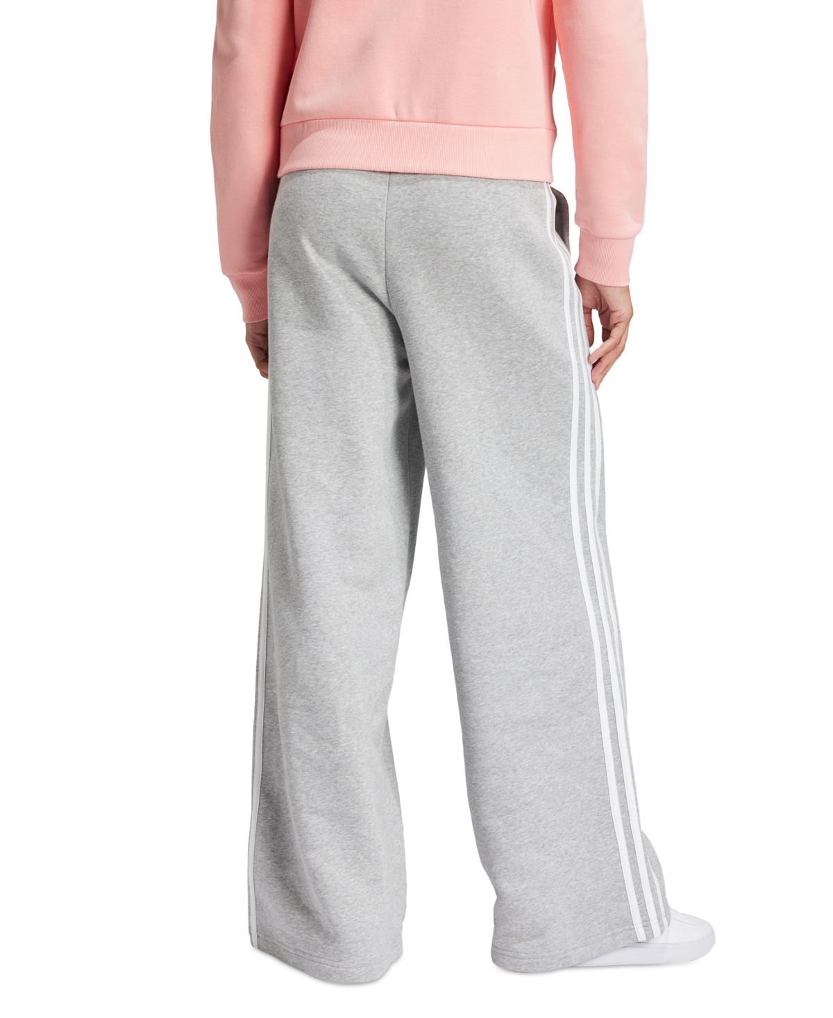 adidas Women's Three Striped Fleece Wide Leg Pants