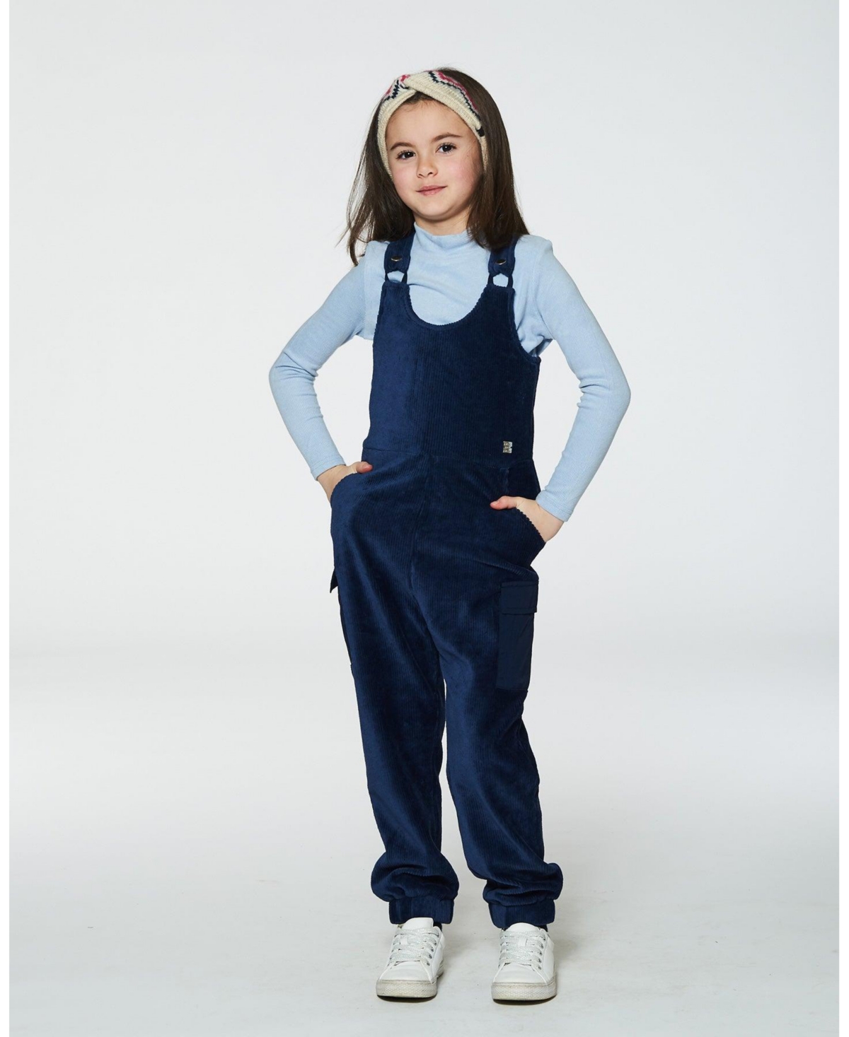 Deux par Deux Big Girls Super Soft Brushed Mock Neck Top- Light blue