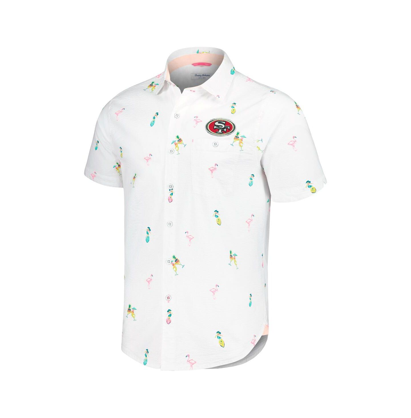 Мужская рубашка Tommy Bahama White San Francisco 49ers Nova Wave Flocktail Button-Up — фото 3
