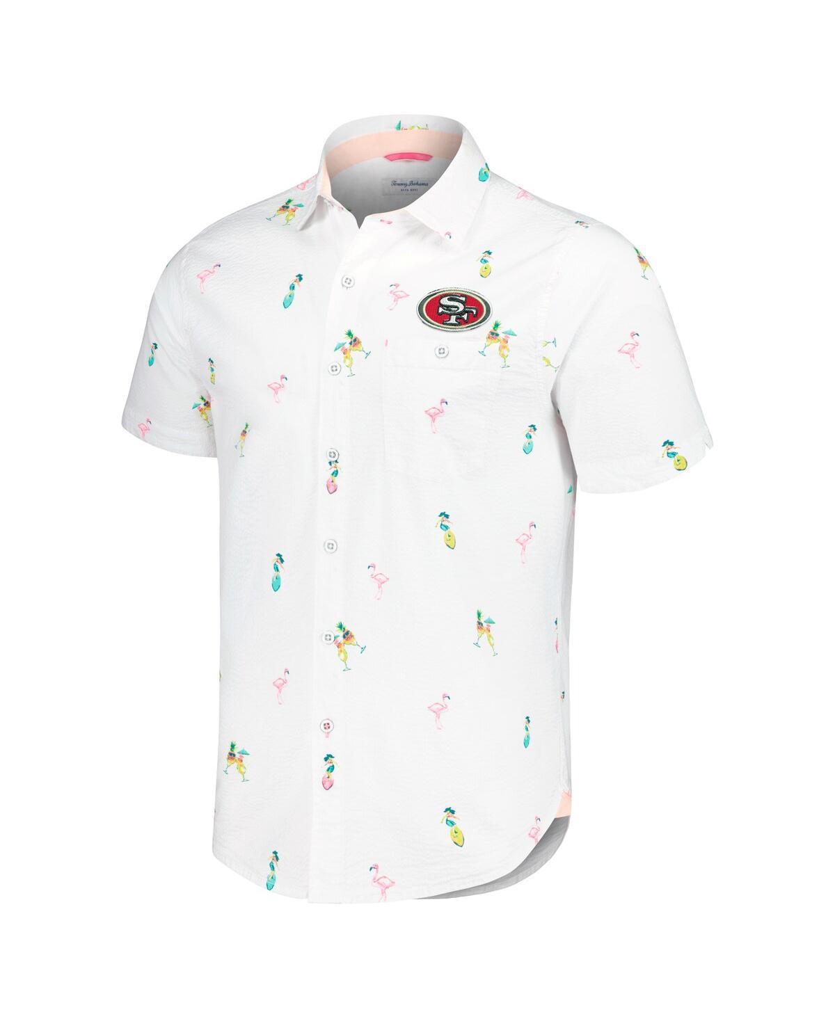 Tommy Bahama Men's White San Francisco 49ers Nova Wave Flocktail Button-up Shirt In White