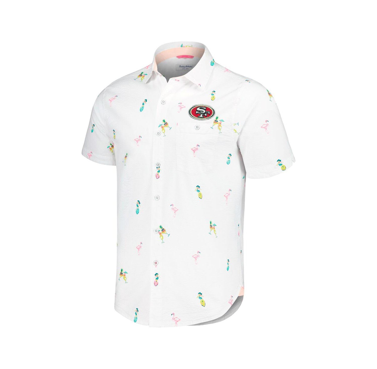 Men's White San Francisco 49ers Nova Wave Flocktail Button-Up Shirt