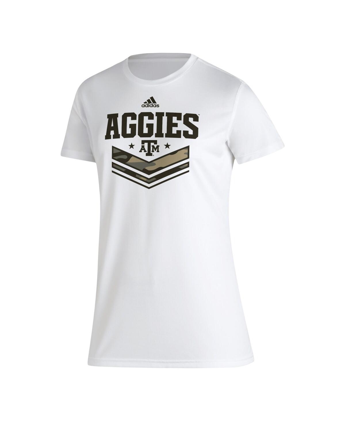 Adidas Originals Women's White Texas A M Aggies Military Appreciation Aeroready T-shirt In White
