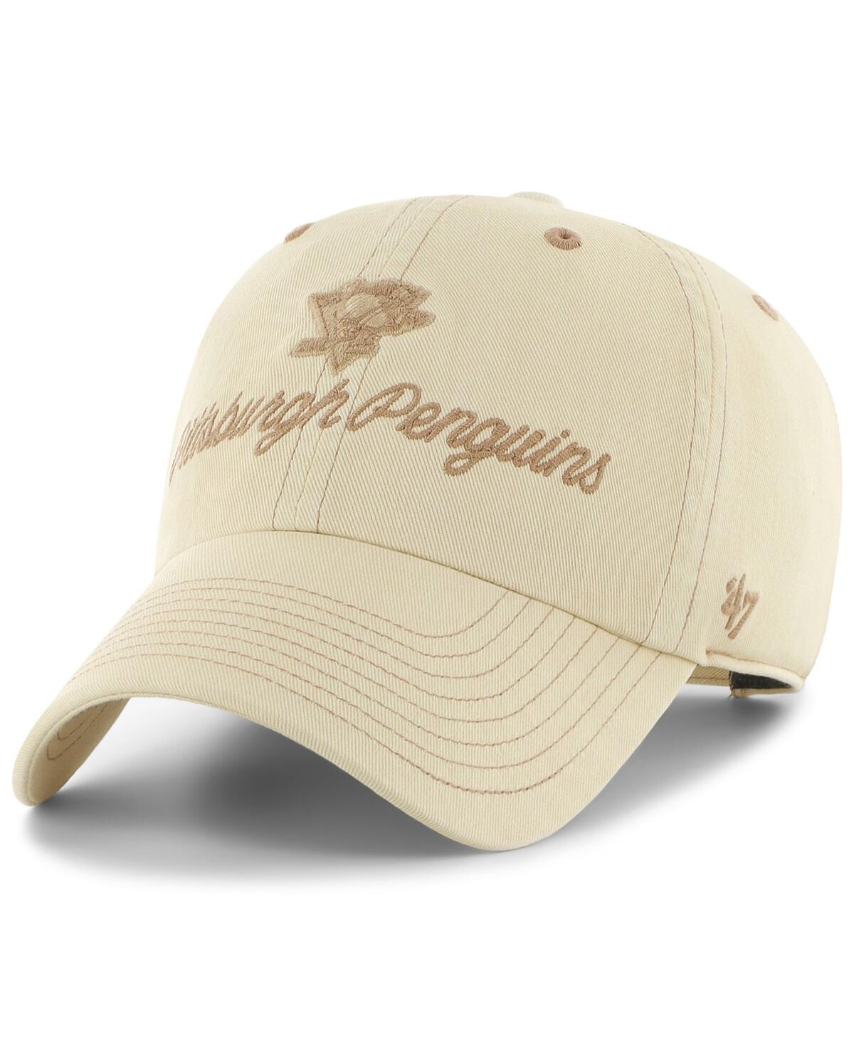 47 Brand Women's Cream Pittsburgh Penguins Haze Clean Up Adjustable Hat In Cream
