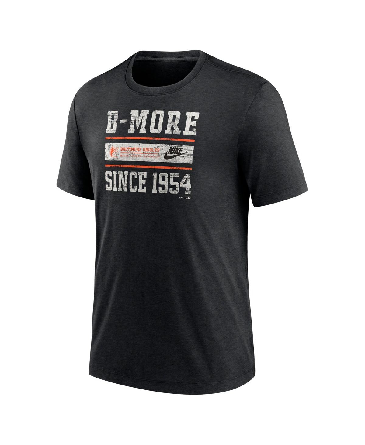 Nike Men's Heather Black Baltimore Orioles Cooperstown Collection Local Stack Tri-blend T-shirt In Heather Black