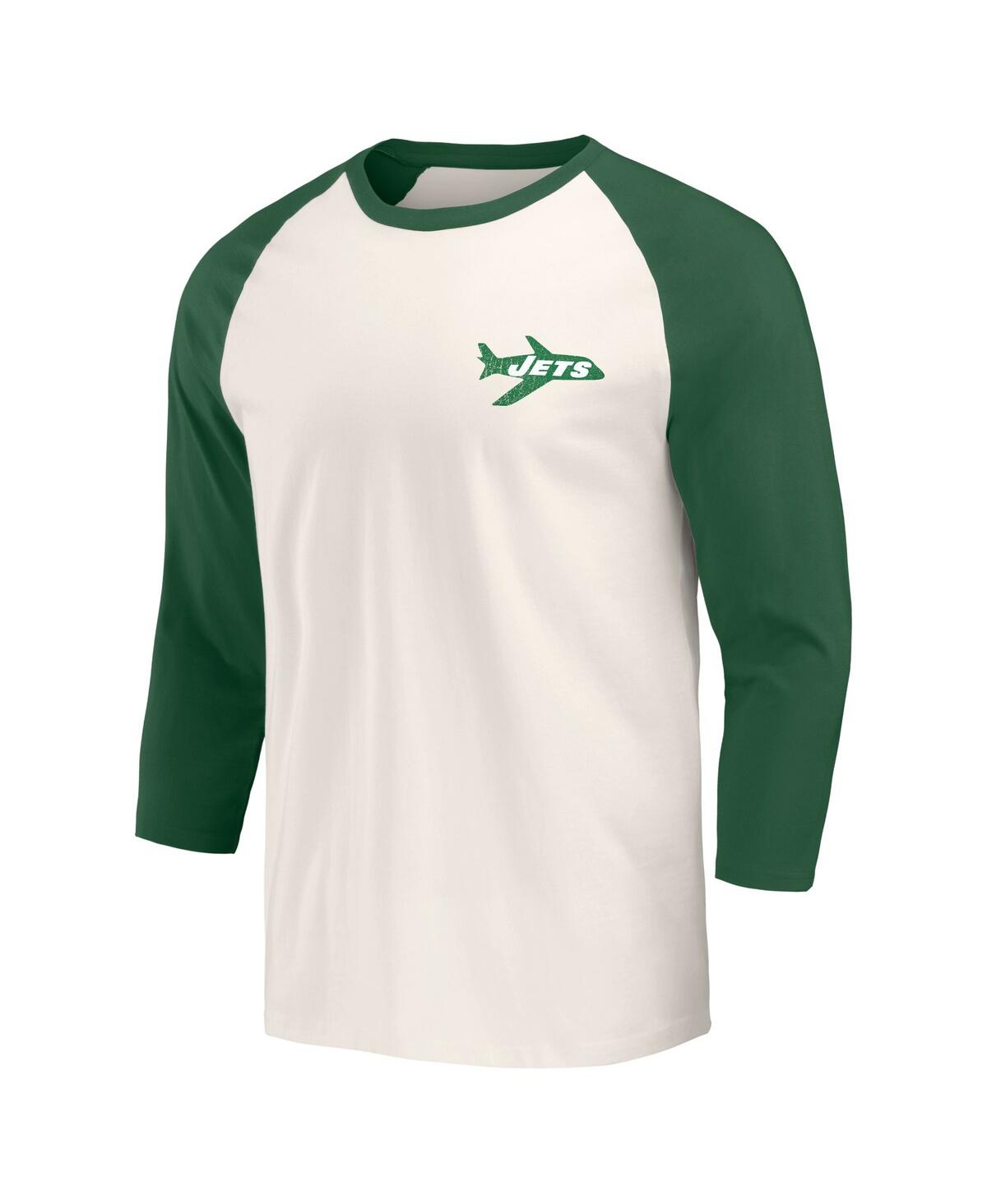 Fanatics Men's Kelly Green/white New York Jets Raglan 3/4 Sleeve T-shirt In Kelly Green,white