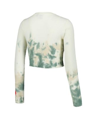 Men's and Women's Natural Care Bears Line-Up Tie-Dye Cropped Long Sleeve T-Shirt