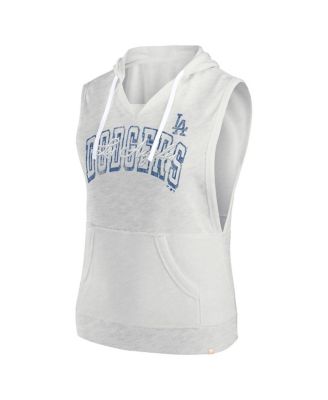 Women's Ash Los Angeles Dodgers Lounge Script Sleeveless Pullover Hoodie