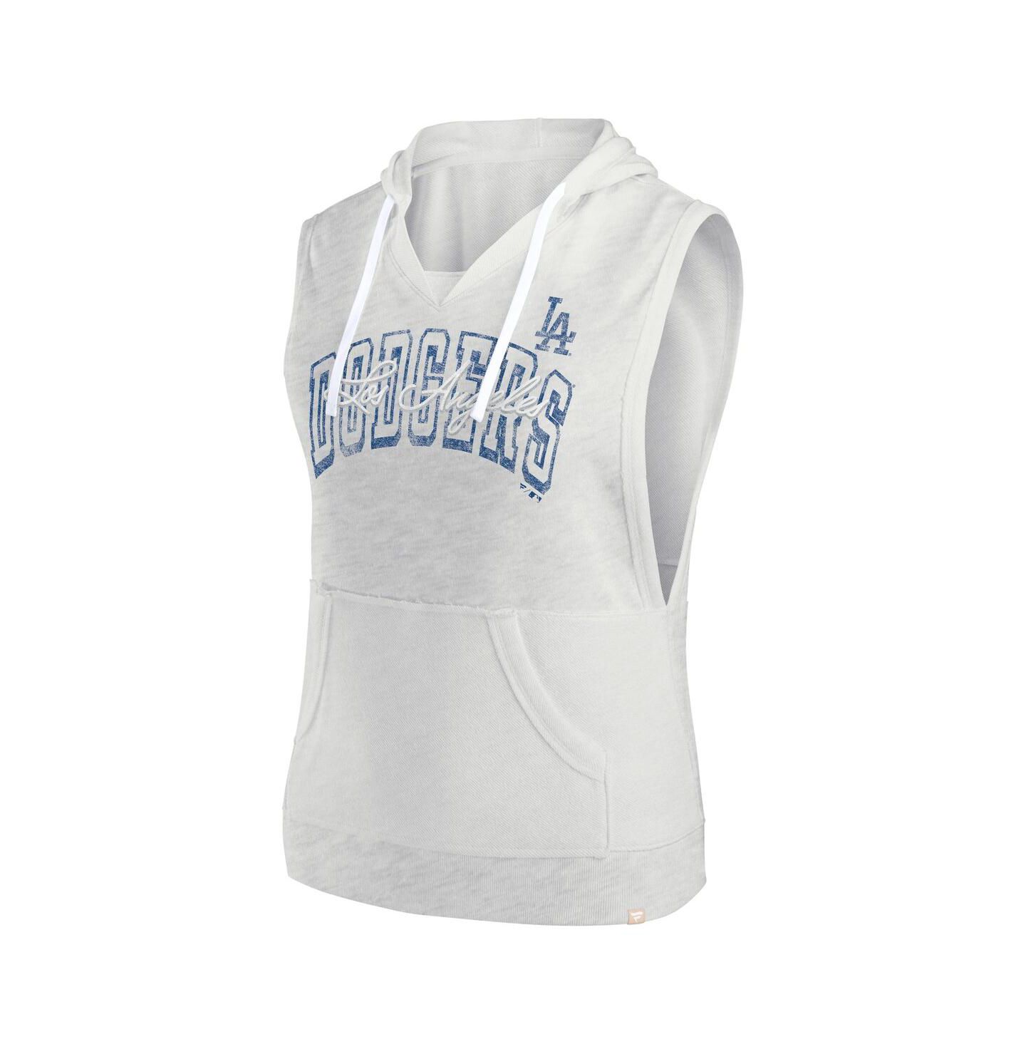 Женское худи Fanatics Ash Los Angeles Dodgers Lounge Script Sleeveless Pullover — фото 3