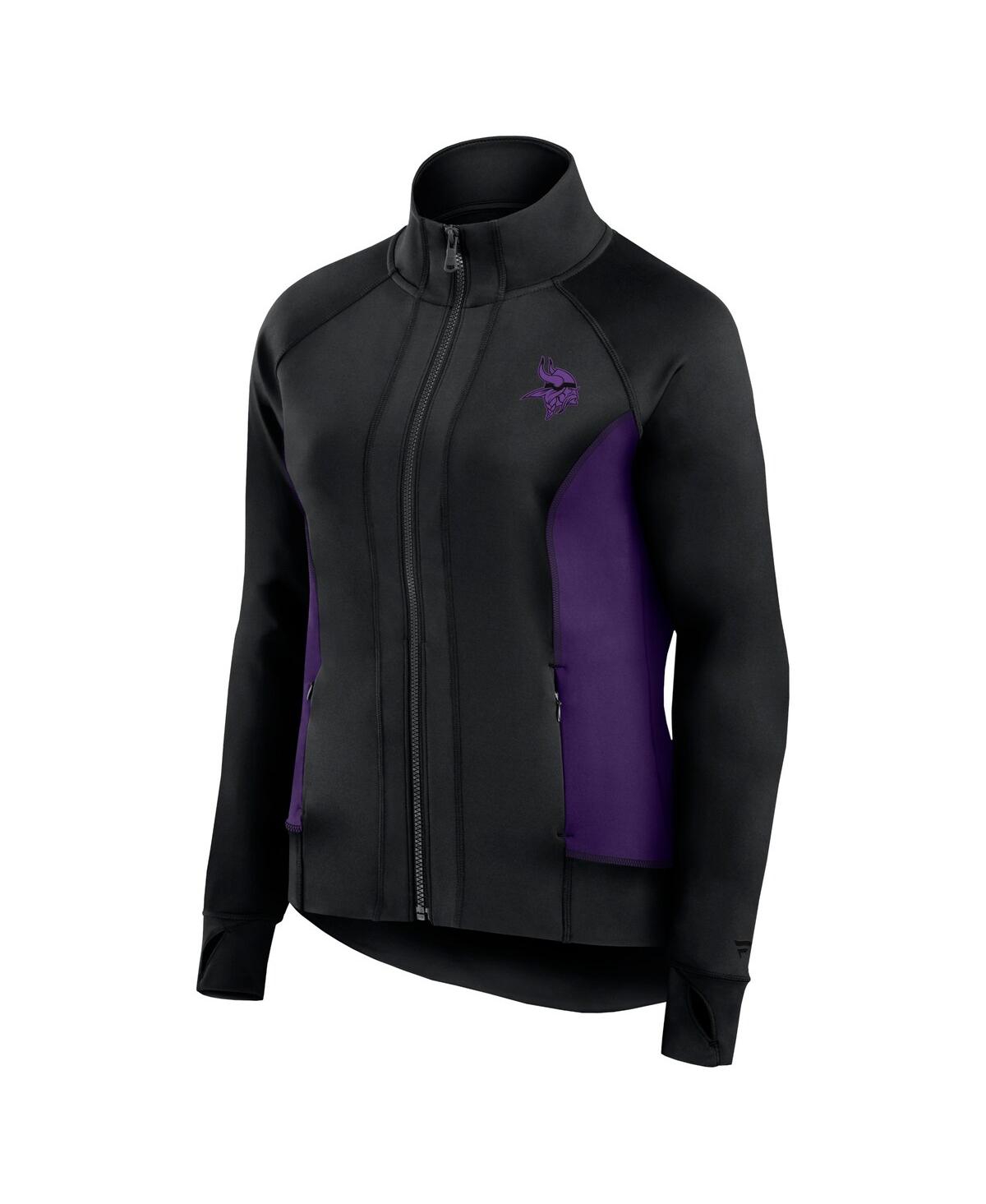 Fanatics Women'sMinnesota Vikings Studio Fitted Full-Zip Gym Track Jacket - Black