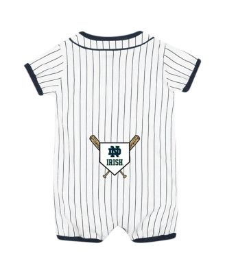 Baby White Notre Dame Fighting Irish Pinstripe Dusty Romper