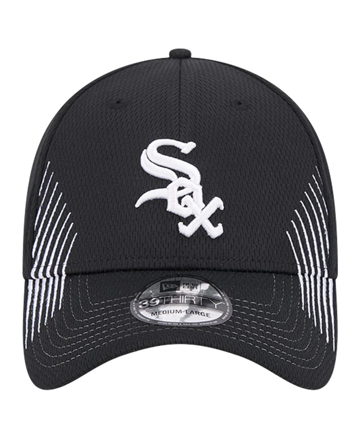 New Era Men's Black Chicago White Sox Active Dash Mark 39thirty Flex Hat In Black