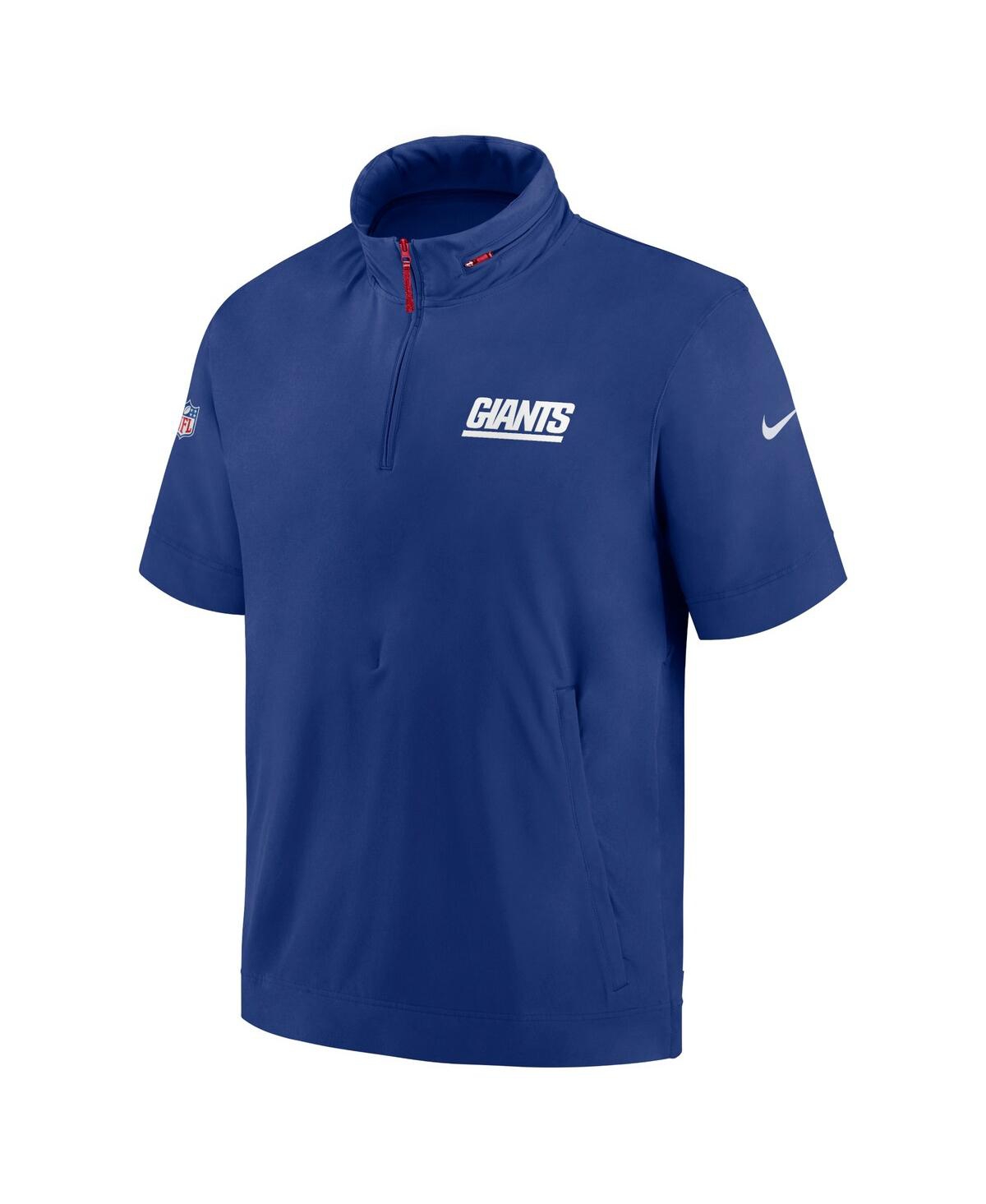 Nike Men'sNew York Giants 2024 Sideline Coach Short Sleeve Half-Zip Hoodie Jacket - Royal, White