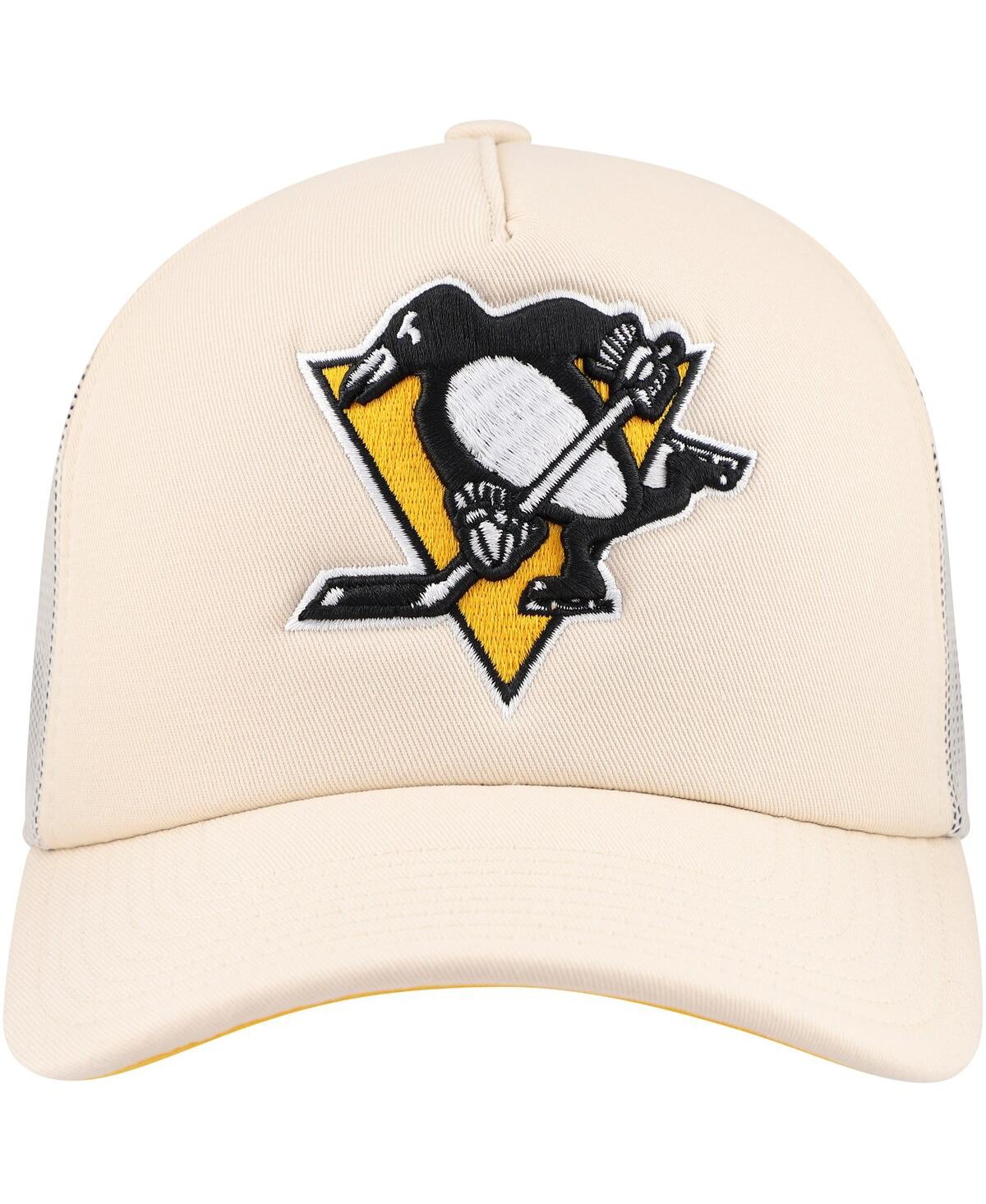 Mitchell & Ness Men's Cream Pittsburgh Penguins Foam Front Trucker Adjustable Hat In Cream