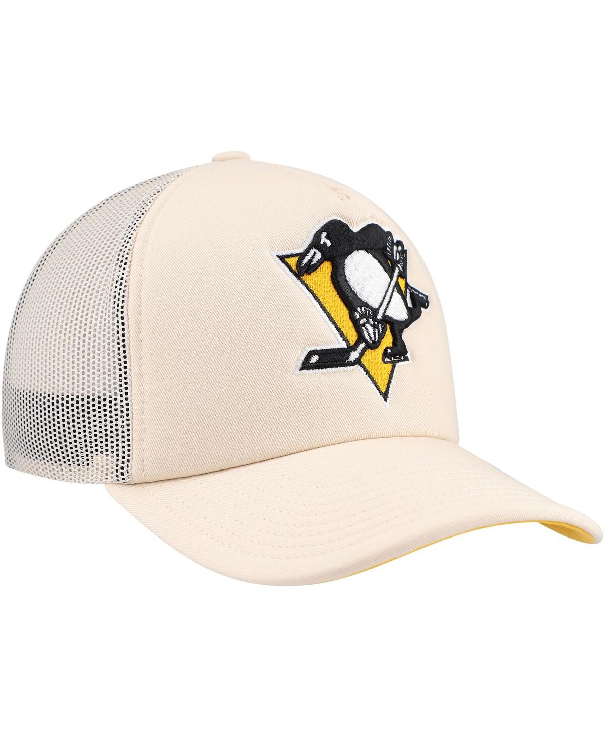 Mitchell & Ness Men's Cream Pittsburgh Penguins Foam Front Trucker Adjustable Hat In Cream