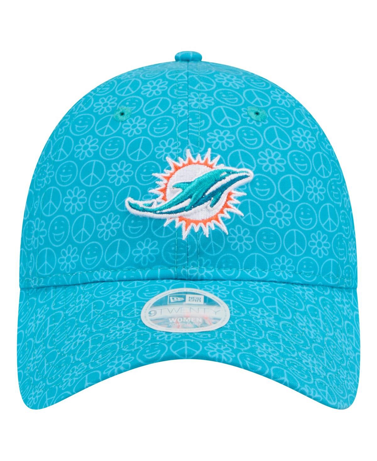 New Era Women's Aqua Miami Dolphins Smiley 9twenty Adjustable Hat In Aqua
