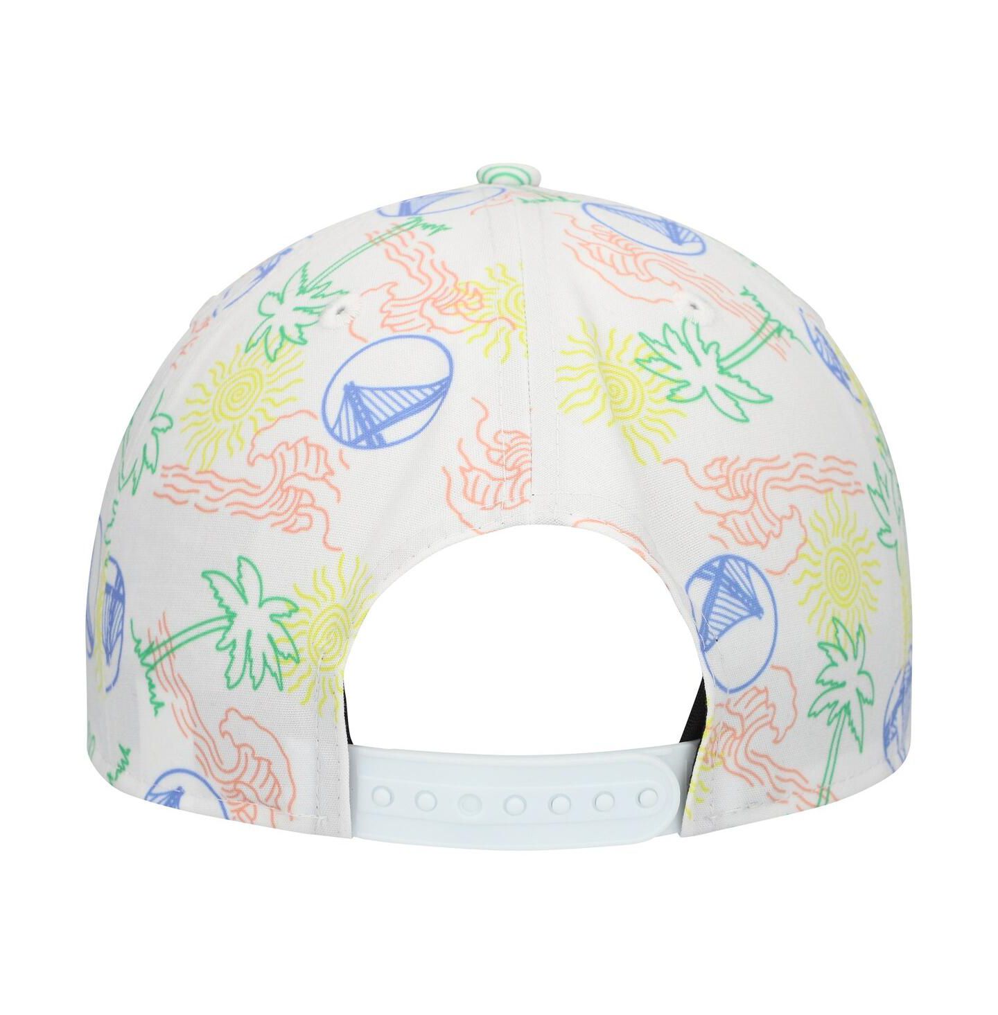 Мужская кепка New Era White Golden State Warriors Palm Trees and Waves Golfer Adjustable Hat — фото 2