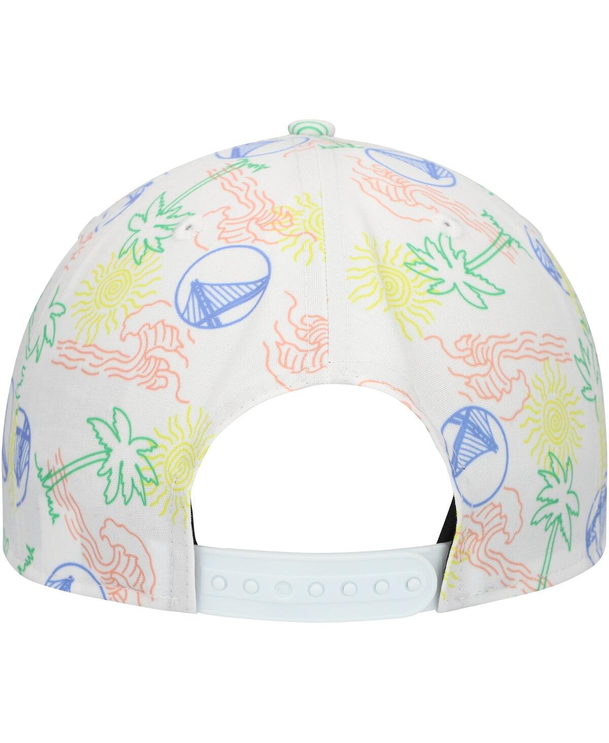 New Era Men's White Golden State Warriors Palm Trees And Waves Golfer Adjustable Hat In White