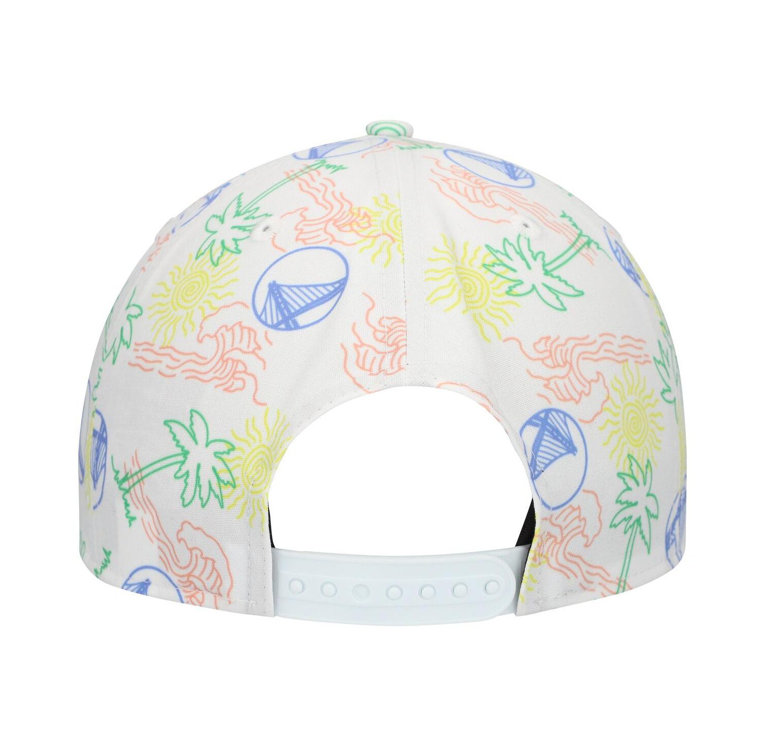 Men's White Golden State Warriors Palm Trees and Waves Golfer Adjustable Hat