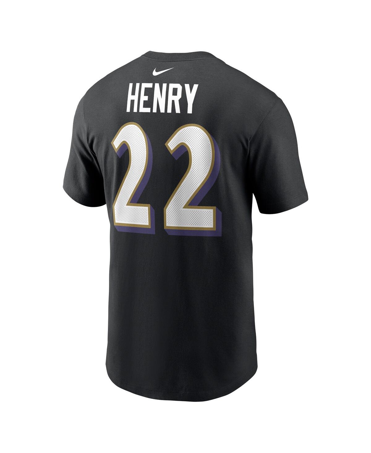 Nike Men's Derrick Henry Black Baltimore Ravens Player Name Number T-shirt In Black
