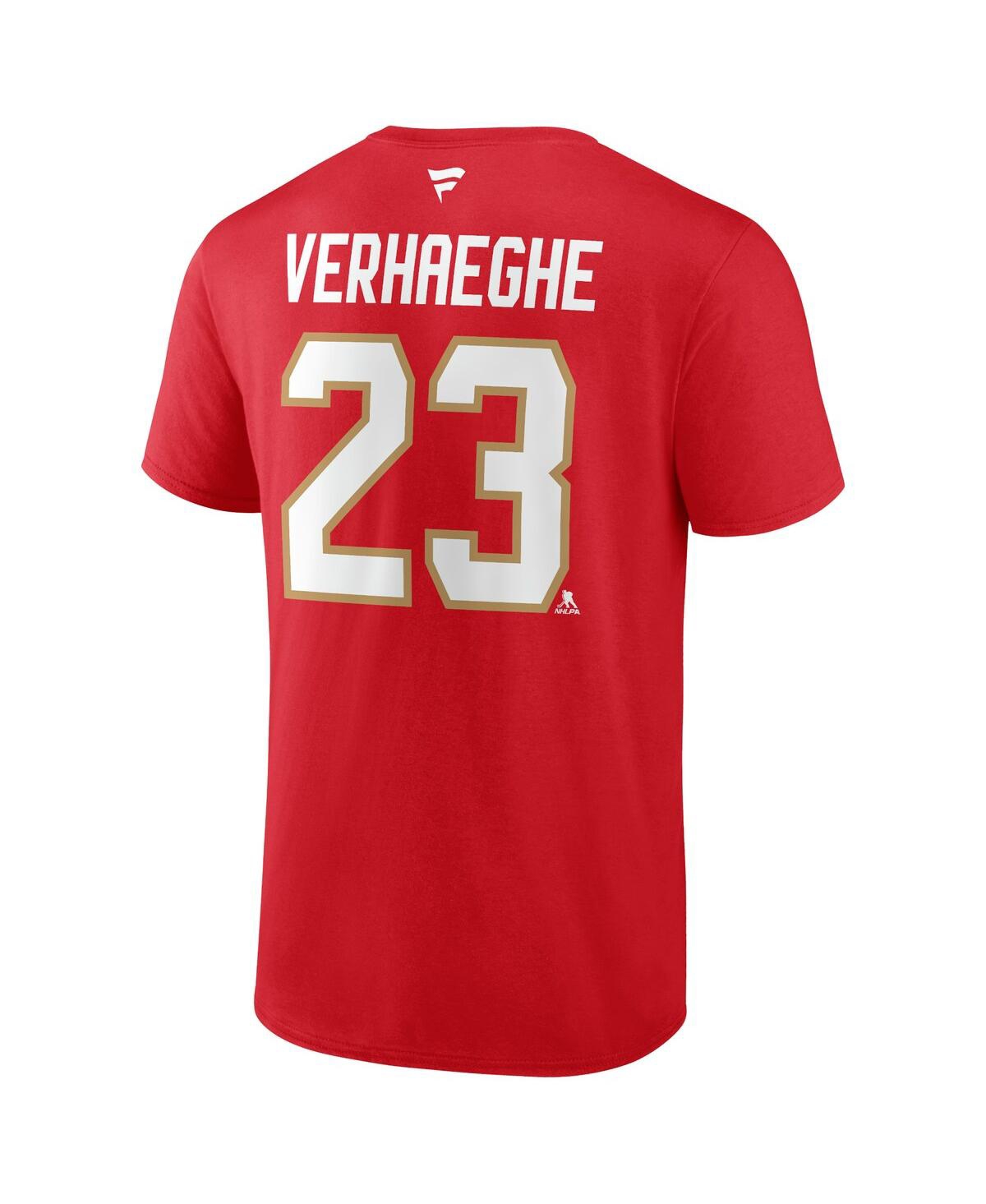 Fanatics Men's Carter VerhaegheFlorida Panthers 2024 Stanley Cup Champions Authentic Stack Name Number T-Shirt - Red