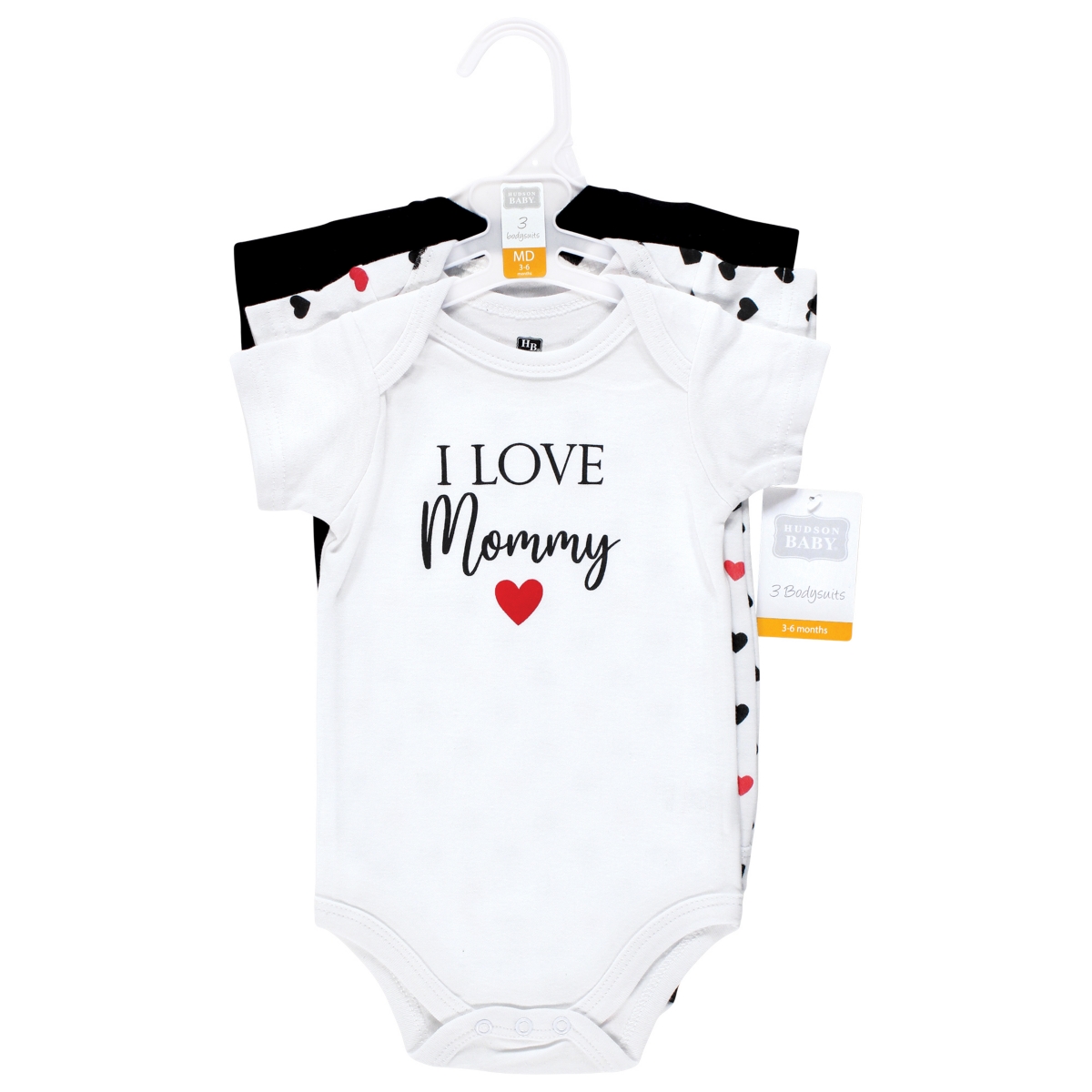 Hudson Baby Baby Girls Cotton Bodysuits Mommy Red Black 3Pk - Girl mommy red black 3pk