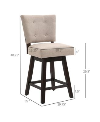 Set of 2 Bar Counter Stool Chairs with Cushioned Back,