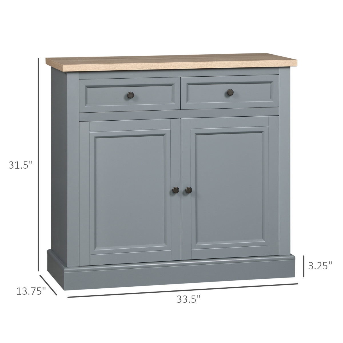 Homcom Modern Buffet Cabinet with 2 Storage Drawers and Adjustable Shelves,- Dark grey